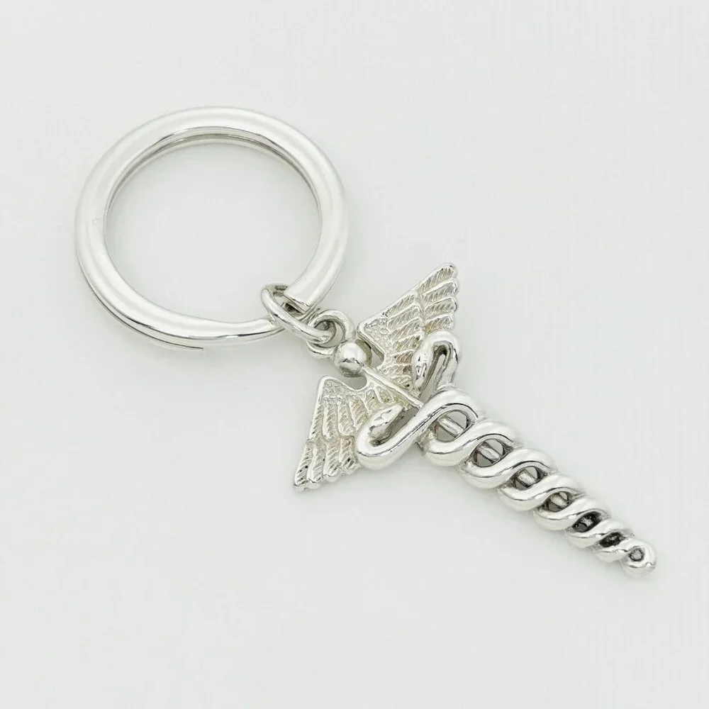 Tiffany & Co Caduceus Key Ring in Sterling Silver Doctor Keyring Keychain